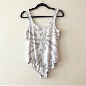 Chaser White & Grey Tie Dye Bodysuit